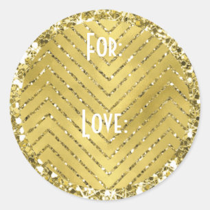 Pegatinas de Hanukkah (1 1/2" o 3") "Chevron Gold"