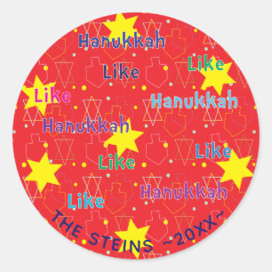 Pegatinas de Hanukkah (1 1/2" o 3") "Como Hanukkah