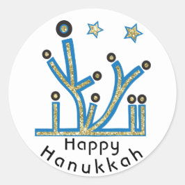 Pegatinas de Hanukkah "Blue Bling Menorah"