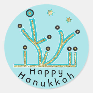 Pegatinas de Hanukkah "luces azules latan chanukah