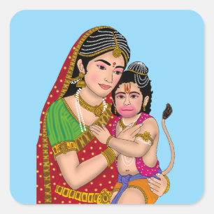 Pegatinas de Hanuman y Anjana Mata