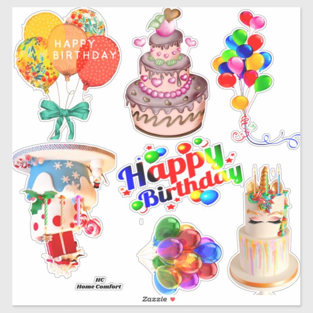 Pegatinas de Happy Birday Scrapbooking (Hoja)