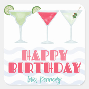 Pegatinas de Happy Birthday Cocktail Gift