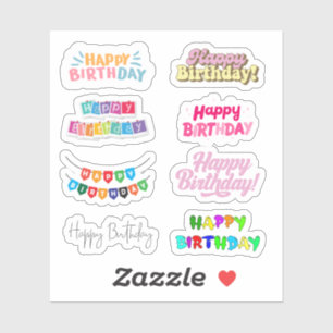 Pegatinas de Happy Birthday Words