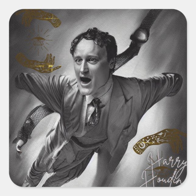 Pegatinas de Harry Houdini Retrato Arte Pop (Anverso)