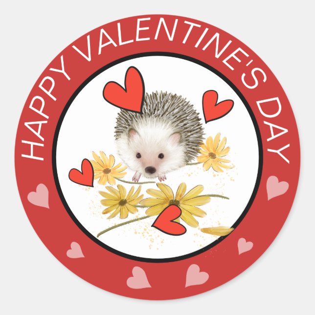 Pegatinas de Hedgehog Hearts Valentines (Anverso)