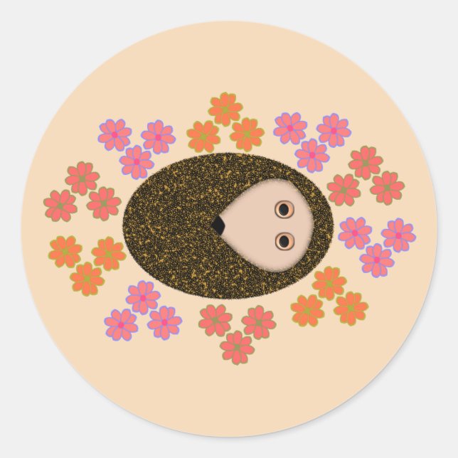 Pegatinas de Hedgehog y Flowers (Anverso)