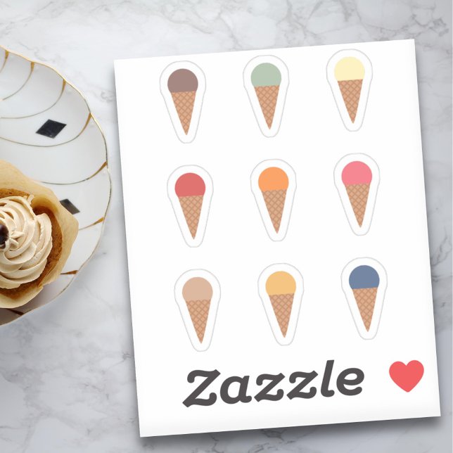 Pegatinas de helados (Set of Ice Cream Cone Stickers)