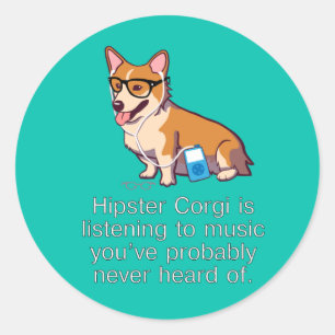 Pegatinas de Hipster Corgi