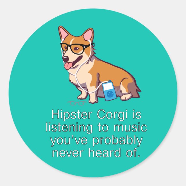 Pegatinas de Hipster Corgi (Anverso)