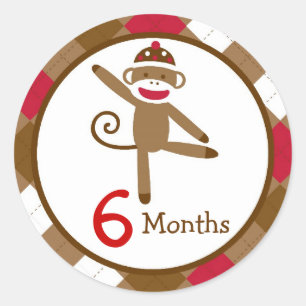 Pegatinas de hitos mensuales del mono sock
