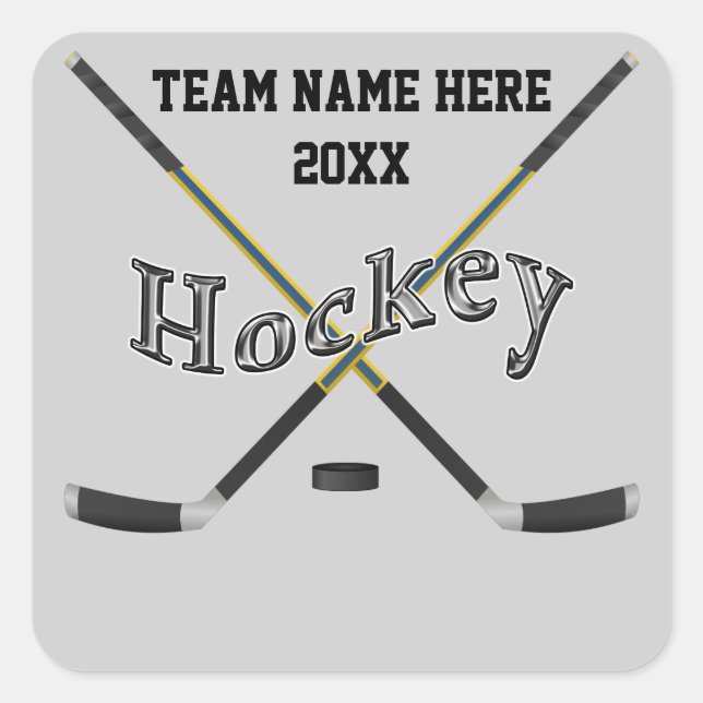 Pegatinas de hockey personalizados tu texto y colo (Anverso)