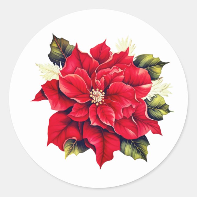 Pegatinas de Holiday Poinsettia (Anverso)