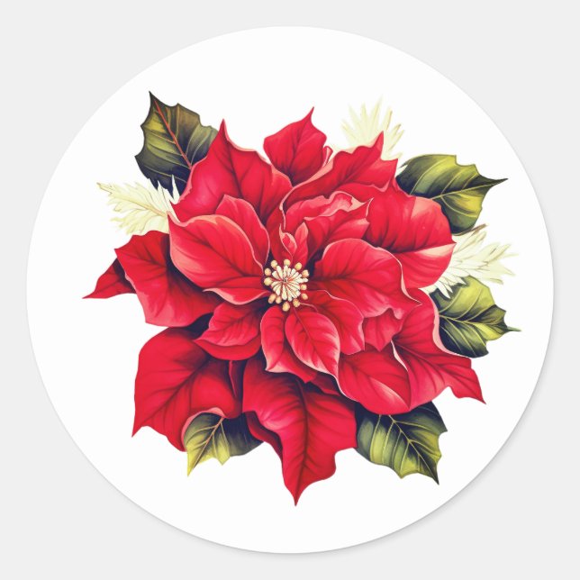 Pegatinas de Holiday Poinsettia (Anverso)