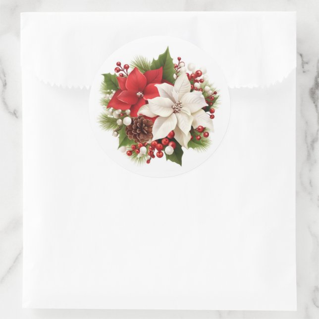 Pegatinas de Holiday Poinsettia (Bolso)