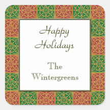 Pegatinas de horneado de vacaciones rojas y verdes