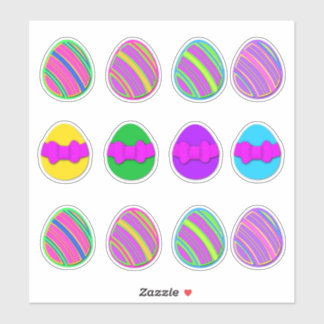 Pegatinas de huevo de Pascua decoradas de primaver
