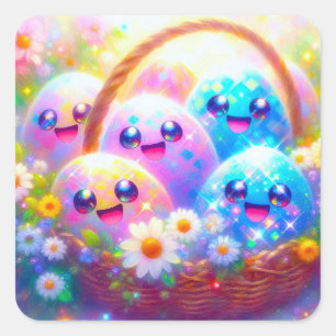 Pegatinas de huevo de Pascua Kawaii