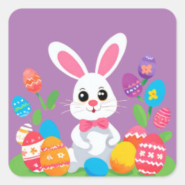 Pegatinas de huevos de conejo de Pascua divertidas