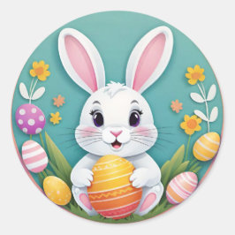 Pegatinas de huevos de conejo de Pascua lindos y c