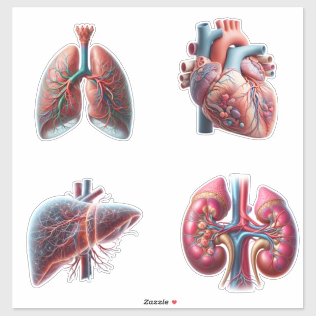 Pegatinas de Human Organs 4 Pack (Hoja)