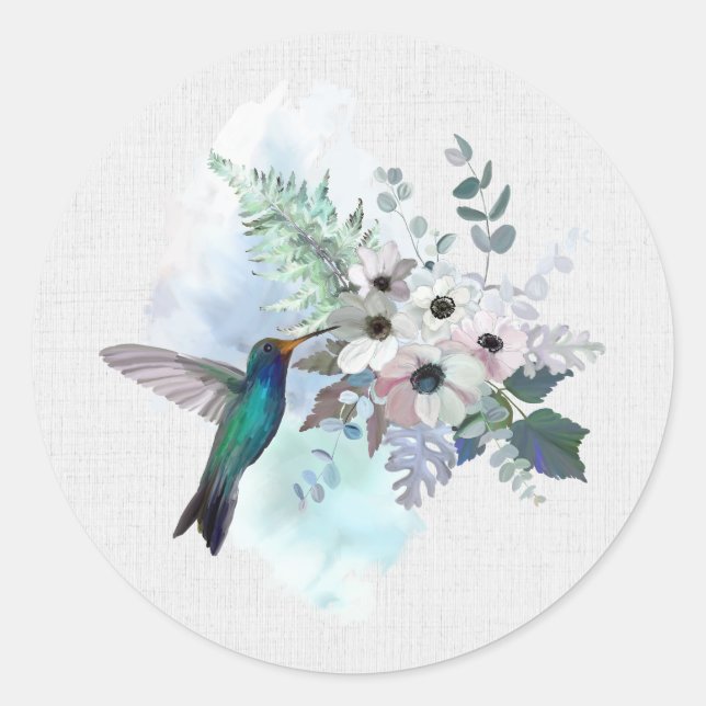 Pegatinas de Hummingbird Floral (Anverso)