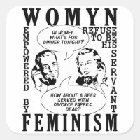 Pegatinas de humor feministas retro