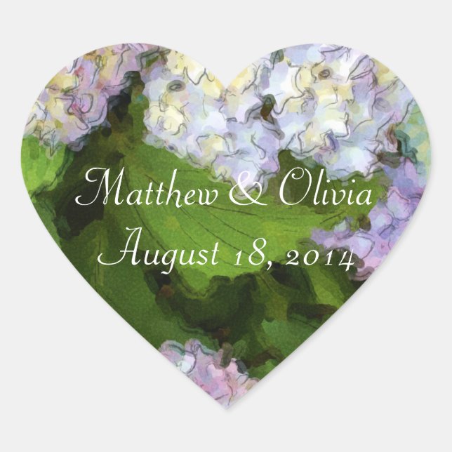 Pegatinas de Hydrangeas Watercolor Heart (Anverso)