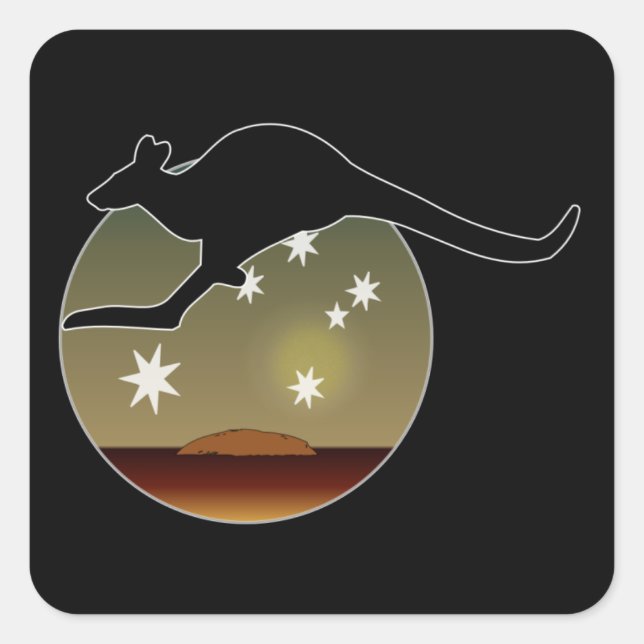 Pegatinas de iconos australianos canguro (Anverso)