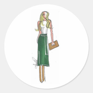 Pegatinas de ilustración de moda vestido verde