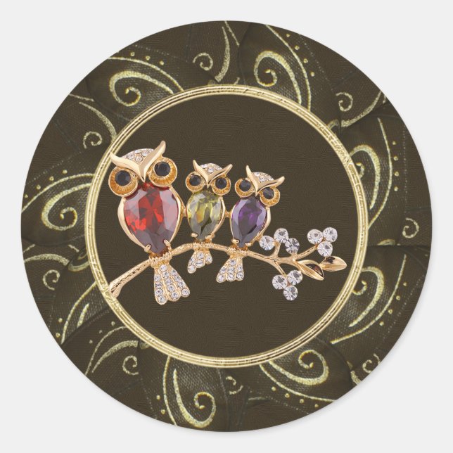 Pegatinas de impresión fotográfica de joyas de búh (Anverso)