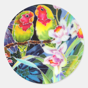 Pegatinas de impresión tropicales de Lovebirds n O