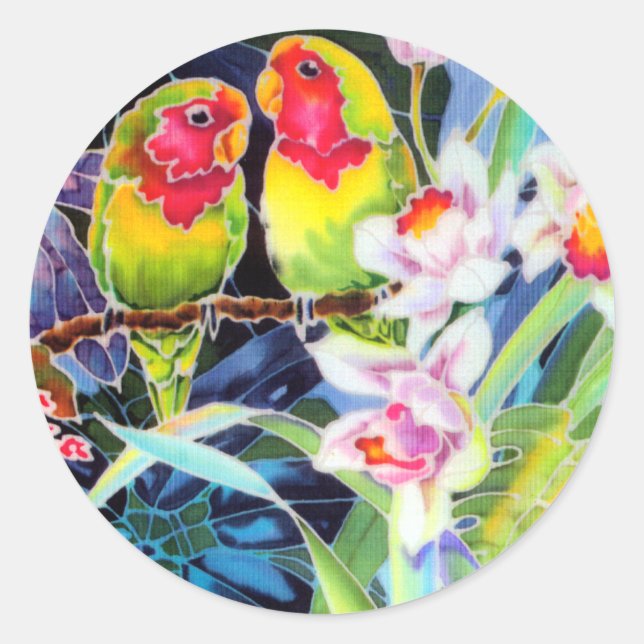 Pegatinas de impresión tropicales de Lovebirds n O (Anverso)