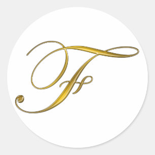 Pegatinas de inicial F con monograma dorado