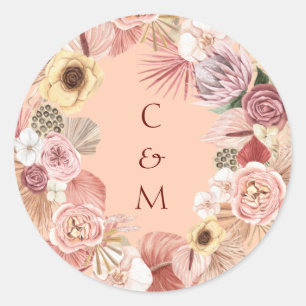 Pegatinas de Iniciales Bohemias de Floral Wreath C