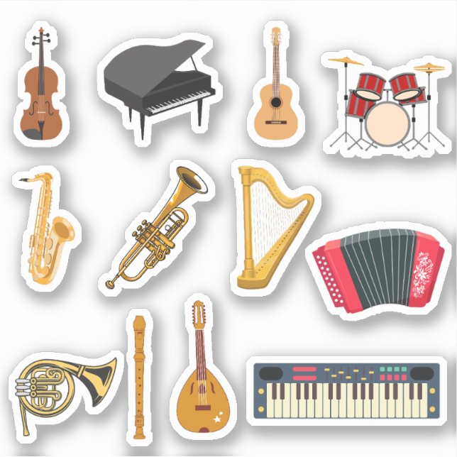 Pegatinas DE INSTRUMENTOS DE MÚSICA (Anverso)