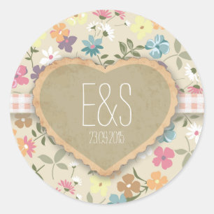 Pegatinas de invitaciones a bodas con cardíacas fl