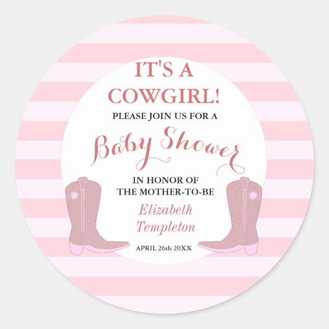 Pegatinas de invitaciones de Baby Shower es una ni (Anverso)