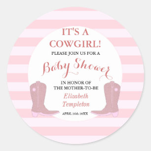 Pegatinas de invitaciones de Baby Shower es una ni