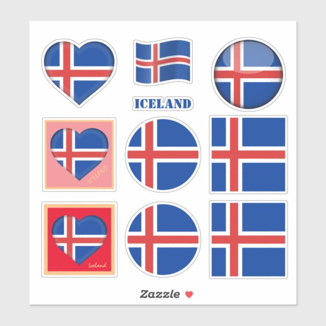 Pegatinas de Islandia y bandera islandesa, Corazón (Hoja)