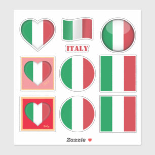 Pegatinas de Italia y bandera italiana, corazón /d