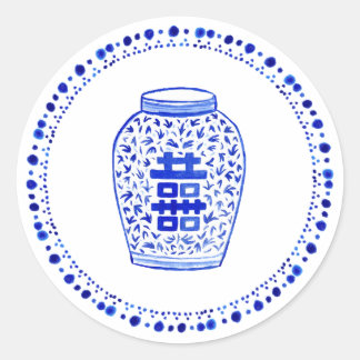 Pegatinas de Jar Azul y Blanco