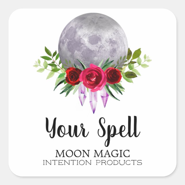 Pegatinas De Jar De Spell Blanco Con Luna De Crist (Anverso)