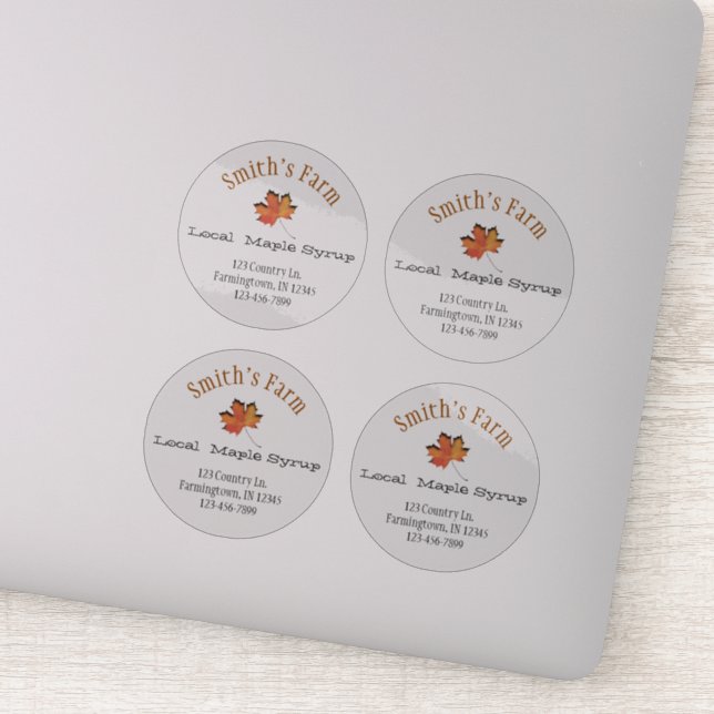 Pegatinas de jarabe de arce de Personalizado redon (Detalle)