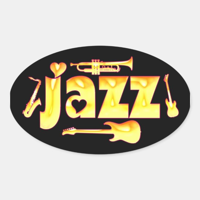 Pegatinas de Jazz de Oval (Anverso)