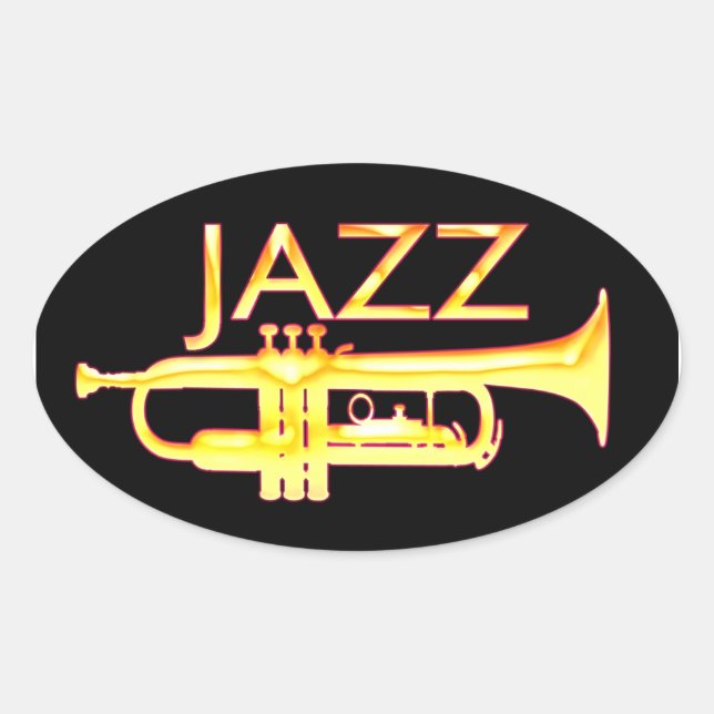 Pegatinas de Jazz Trumpet Oval (Anverso)