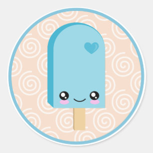 Pegatinas de Kawaii Bonito Aqua Blue Popsicle