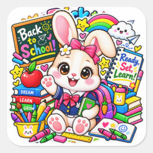 Pegatinas de Kawaii Bunny Ready Set Learn