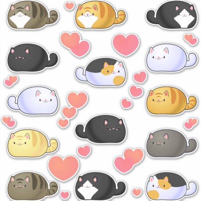 Pegatinas de Kawaii Cat Assortment Vinyl (Anverso)