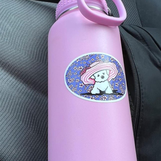 Pegatinas de KiniArt Bichon Belle Vinyl (Customer photo KiniArt vinyl sticker on her water bottle.)